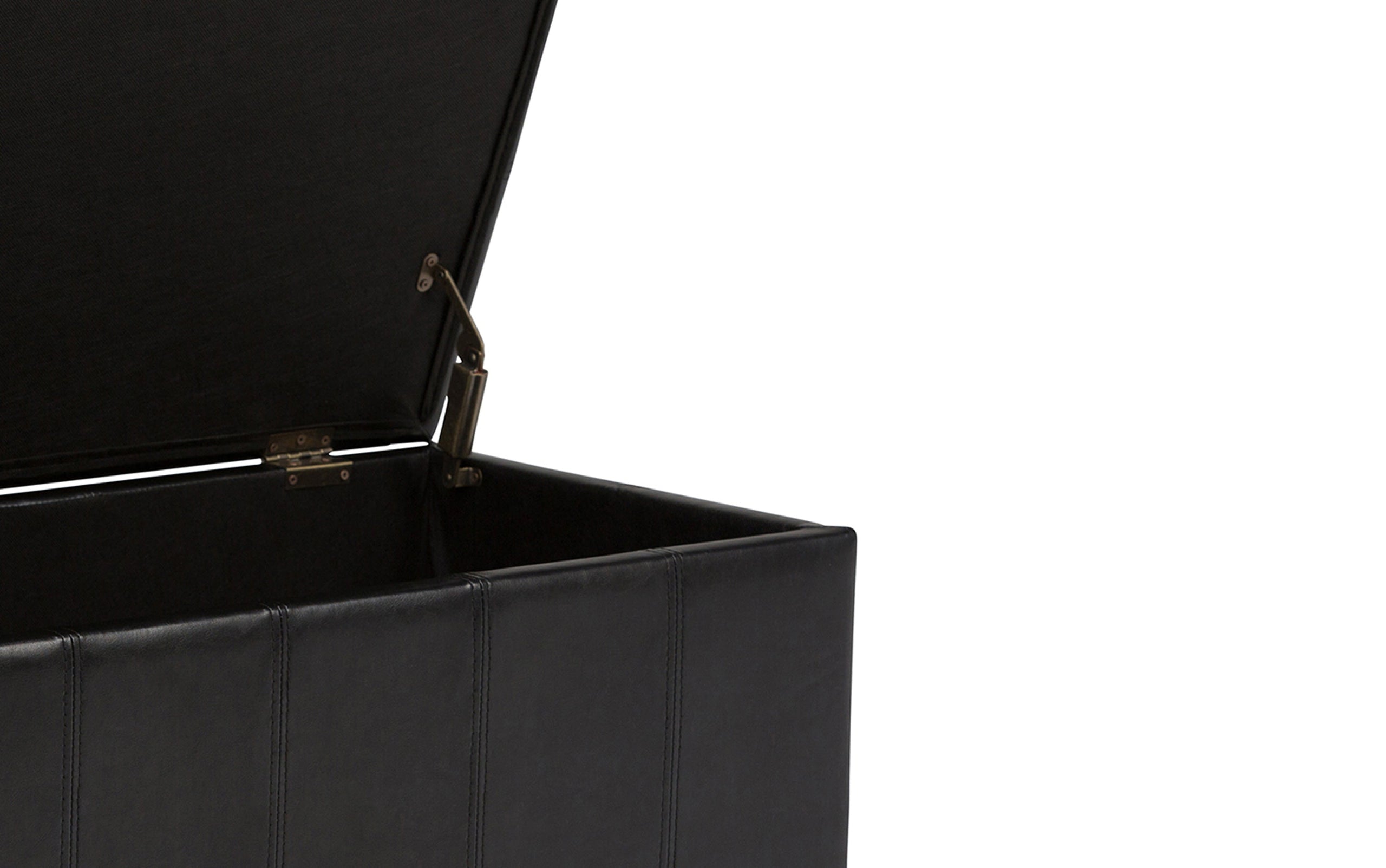 Midnight Black Vegan Leather | Amelia Storage Ottoman Bench