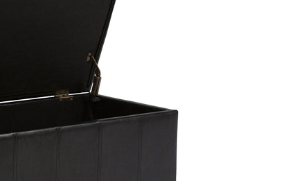 Midnight Black Vegan Leather | Amelia Storage Ottoman Bench