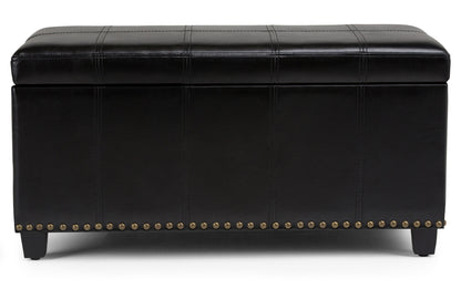 Midnight Black Vegan Leather | Amelia Storage Ottoman Bench