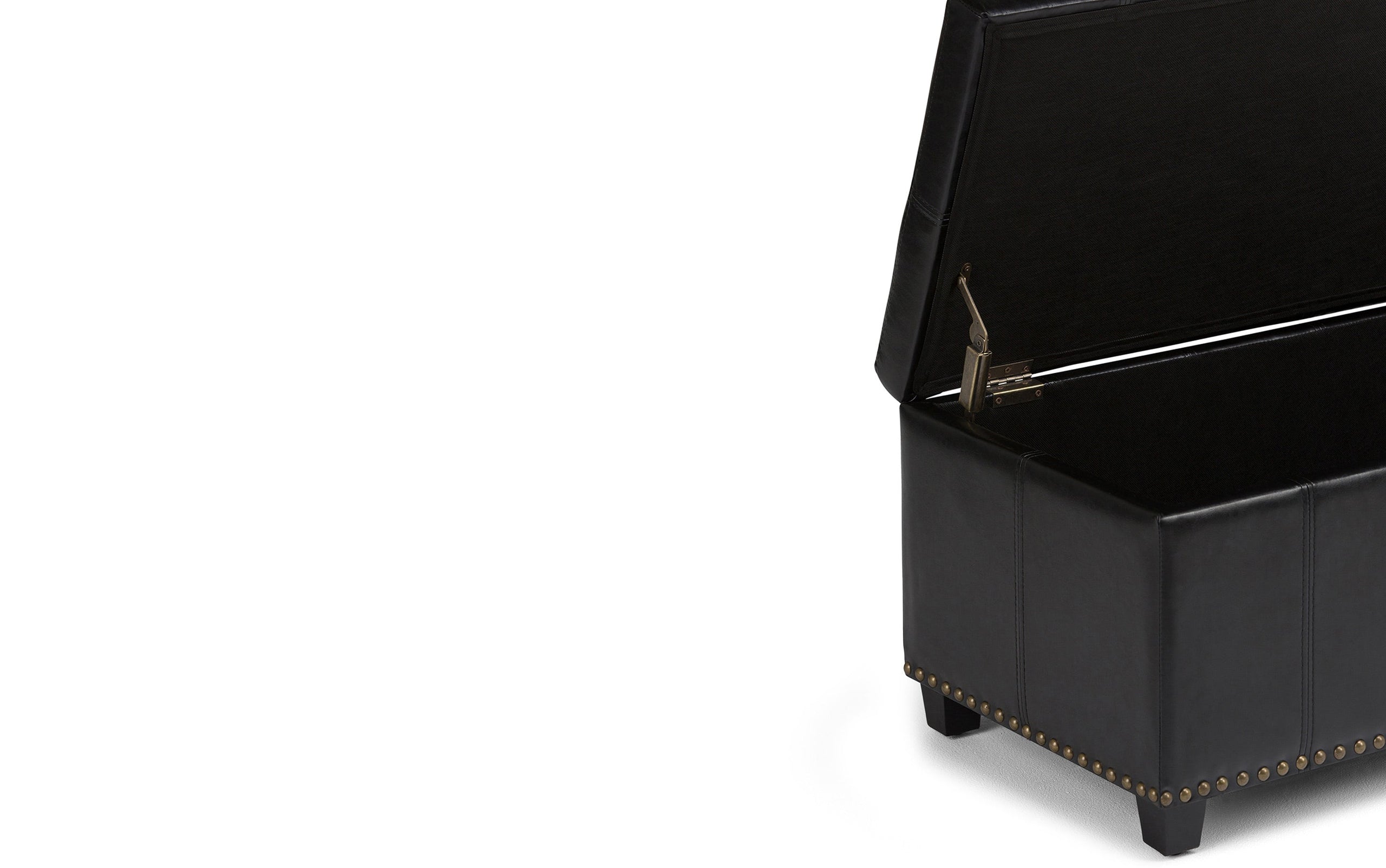 Midnight Black Vegan Leather | Amelia Storage Ottoman Bench