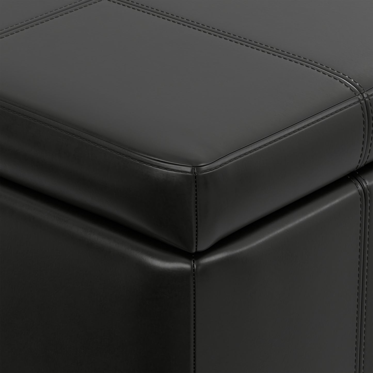 Midnight Black Vegan Leather | Amelia Storage Ottoman Bench
