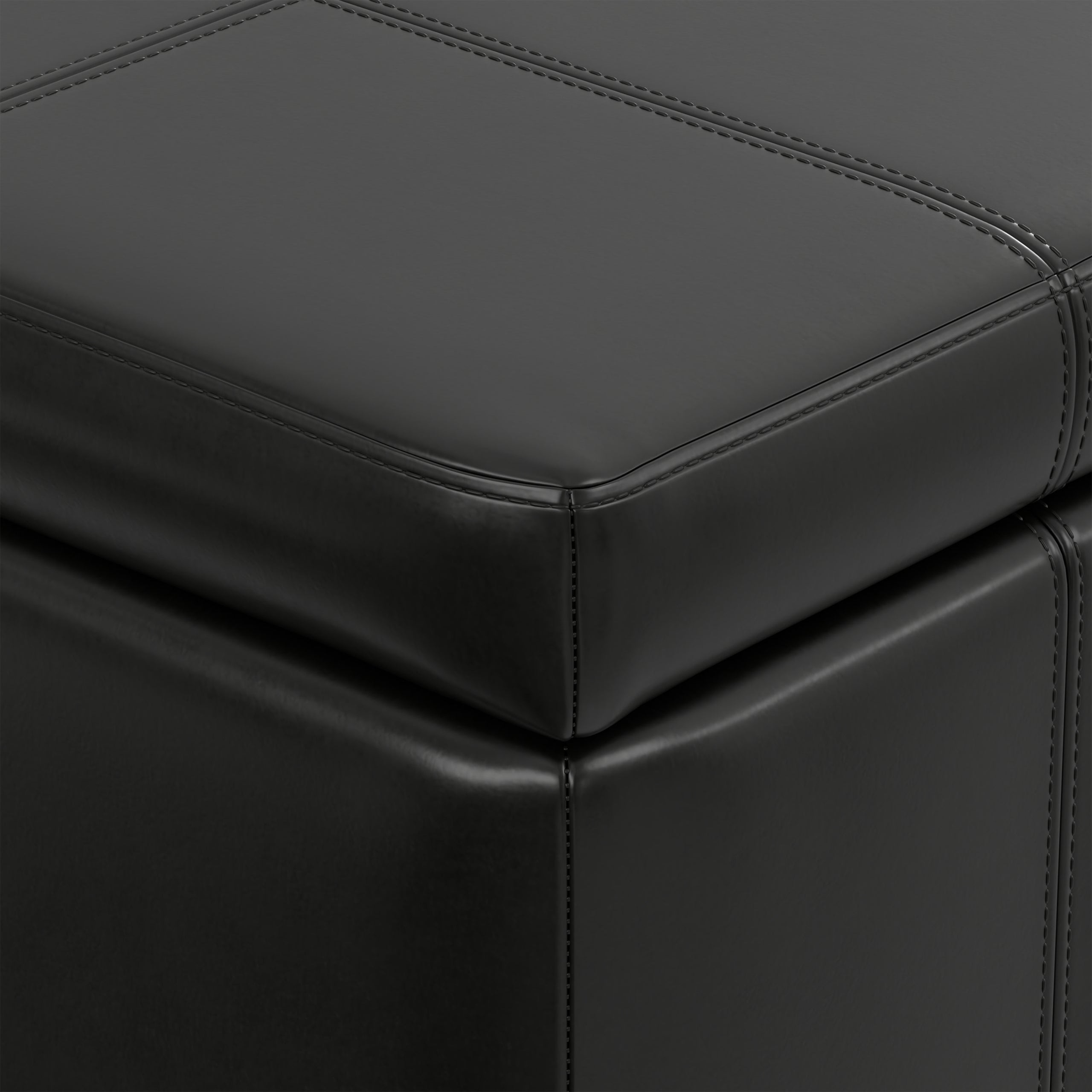 Midnight Black Vegan Leather | Amelia Storage Ottoman Bench
