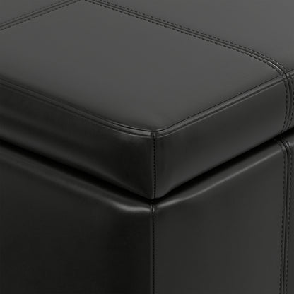 Midnight Black Vegan Leather | Amelia Storage Ottoman Bench