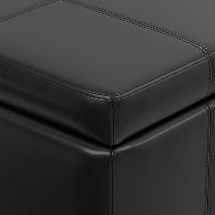 Midnight Black Vegan Leather | Amelia Storage Ottoman Bench