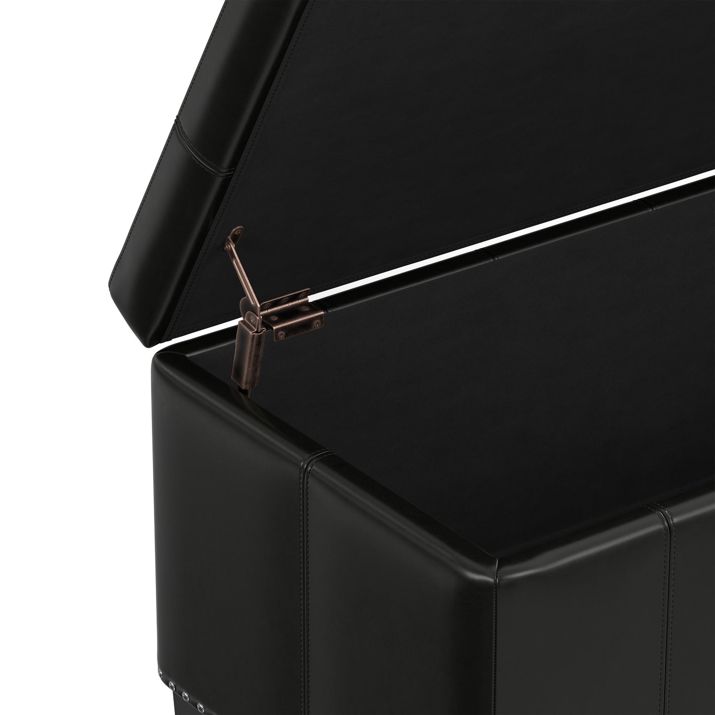 Midnight Black Vegan Leather | Amelia Storage Ottoman Bench
