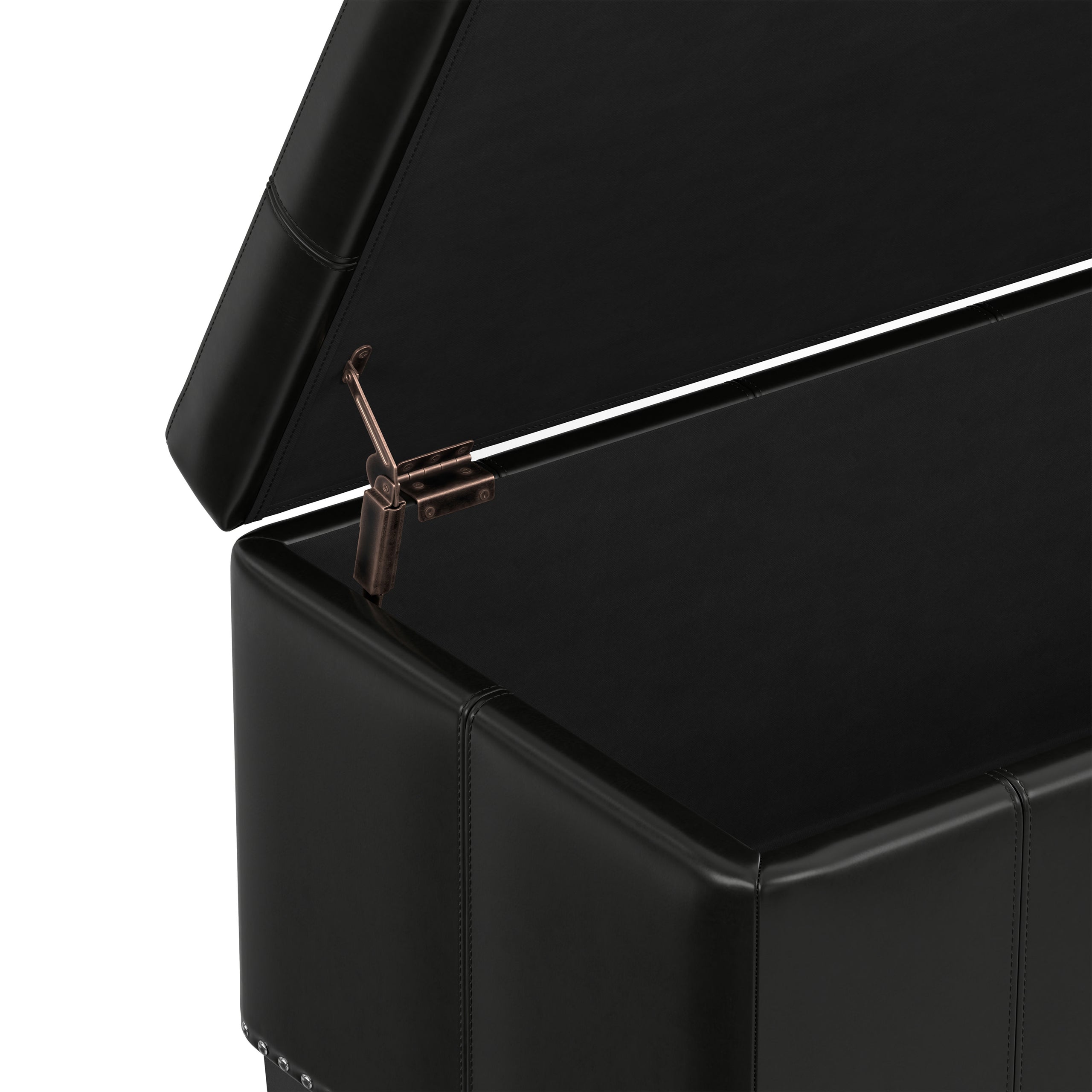 Midnight Black Vegan Leather | Amelia Storage Ottoman Bench