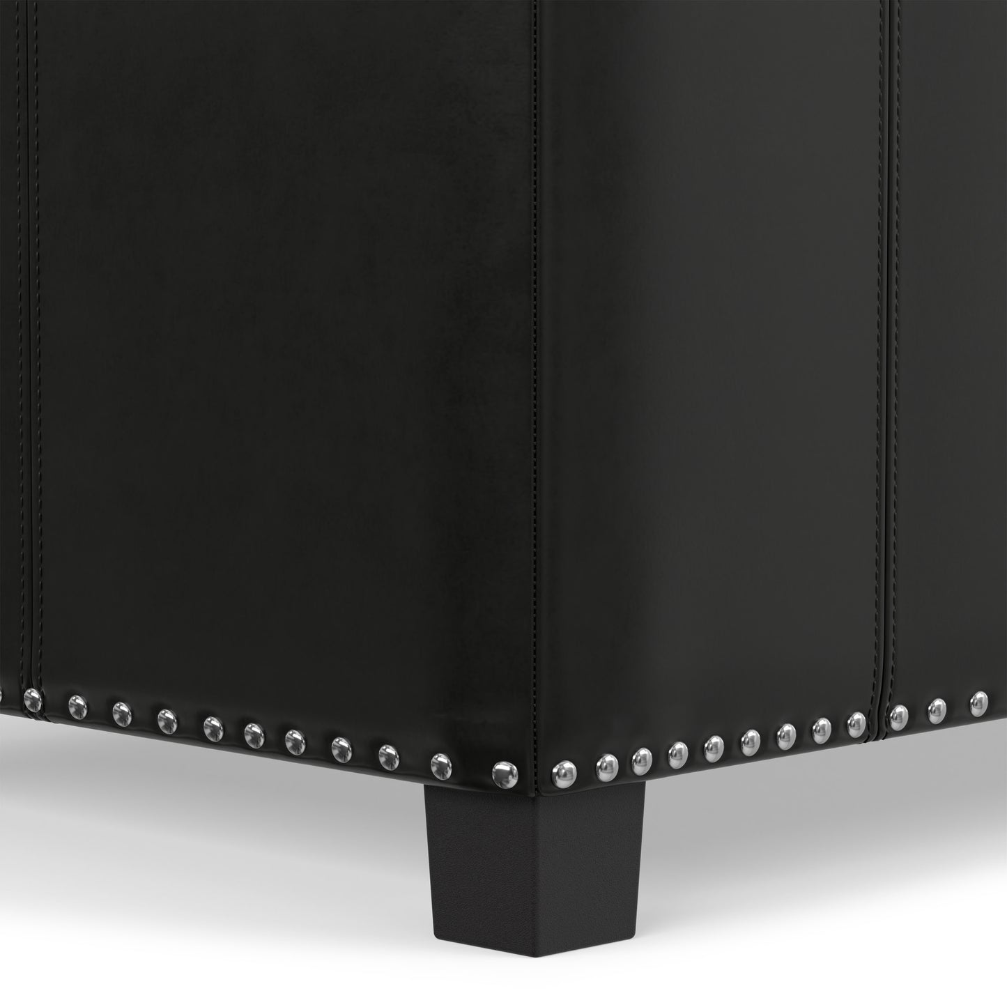 Midnight Black Vegan Leather | Amelia Storage Ottoman Bench