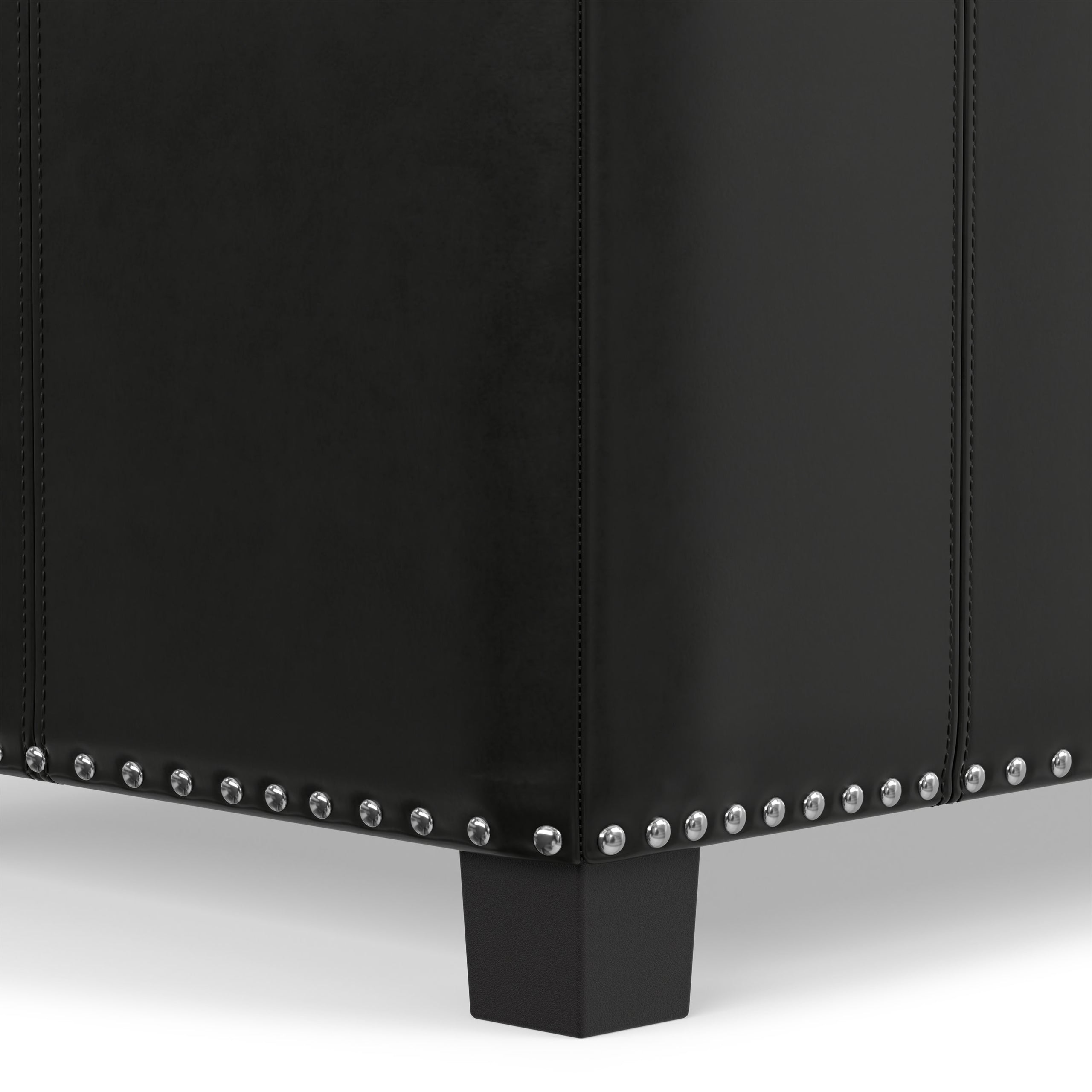 Midnight Black Vegan Leather | Amelia Storage Ottoman Bench