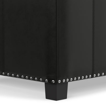 Midnight Black Vegan Leather | Amelia Storage Ottoman Bench