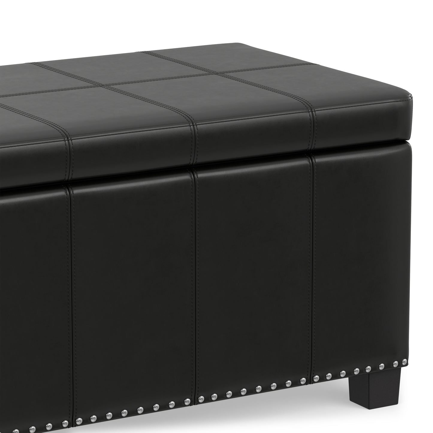 Midnight Black Vegan Leather | Amelia Storage Ottoman Bench