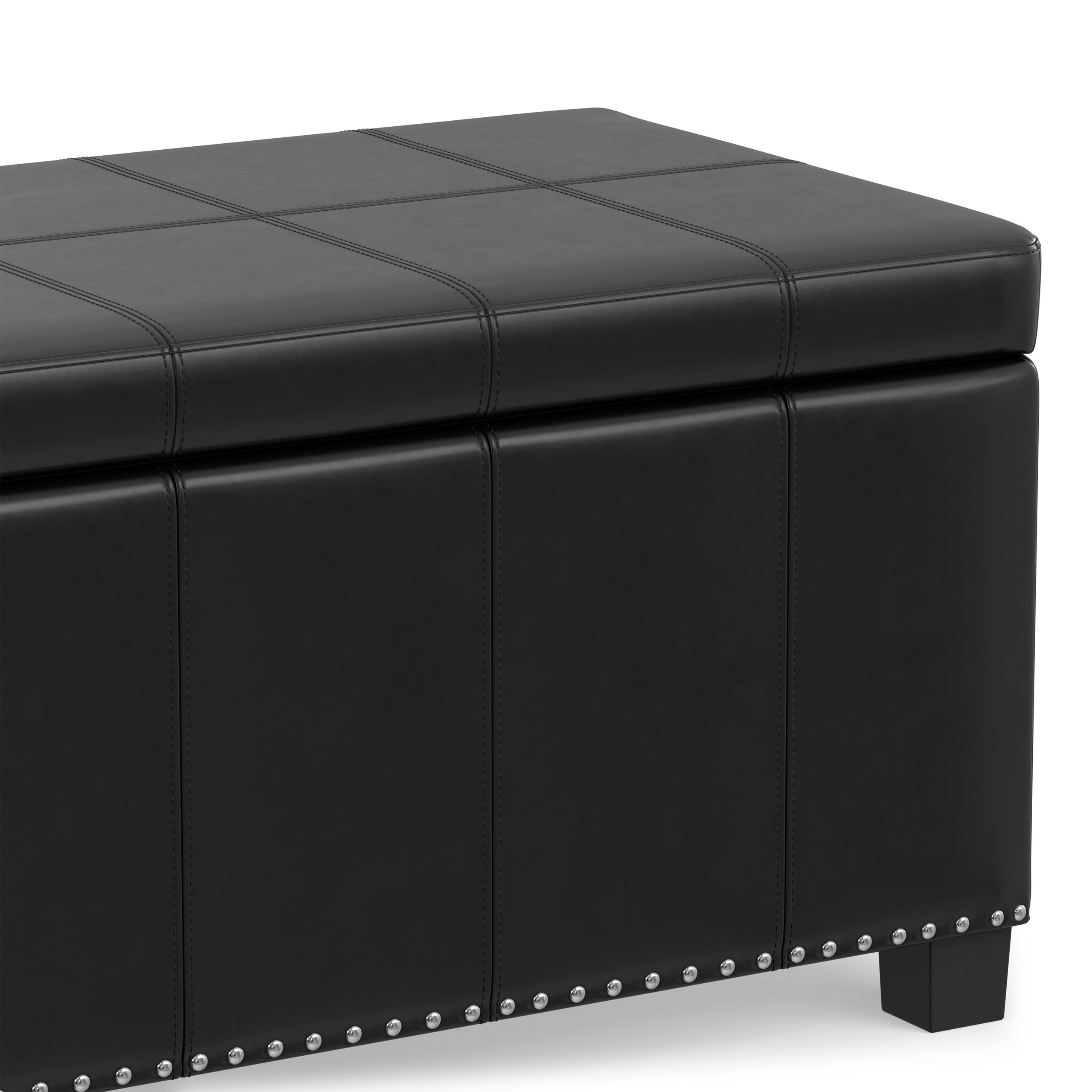 Midnight Black Vegan Leather | Amelia Storage Ottoman Bench
