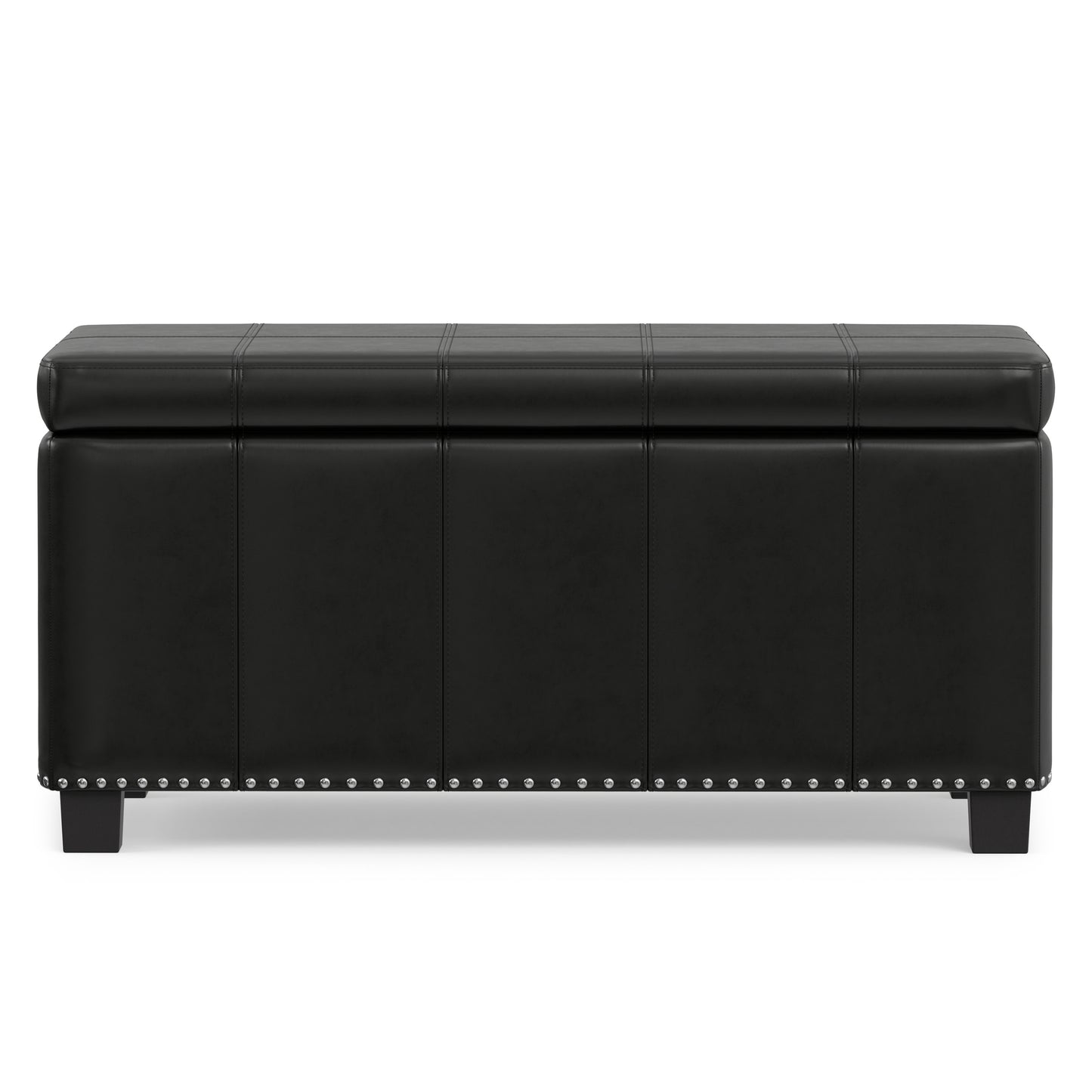 Midnight Black Vegan Leather | Amelia Storage Ottoman Bench