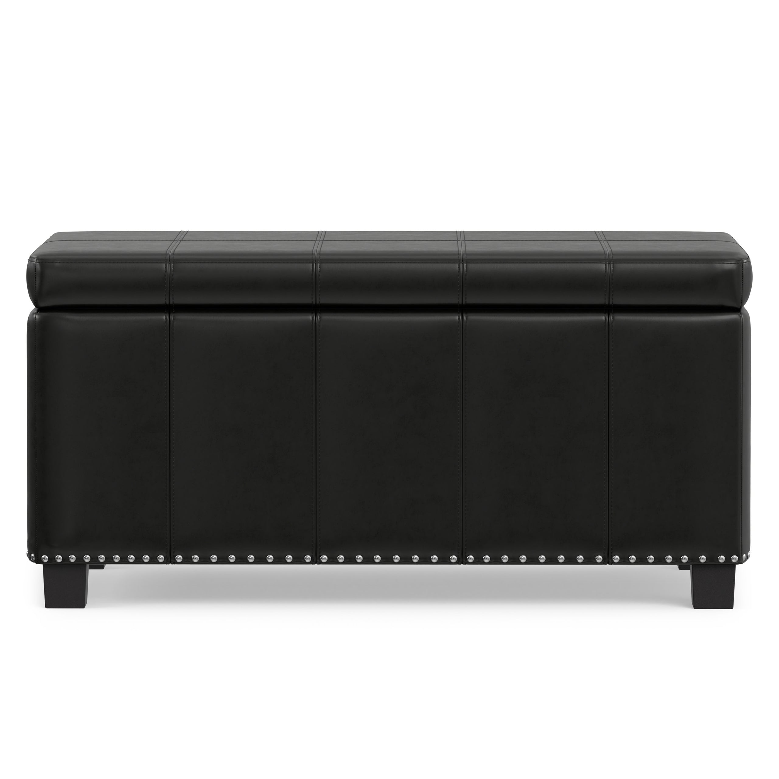 Midnight Black Vegan Leather | Amelia Storage Ottoman Bench