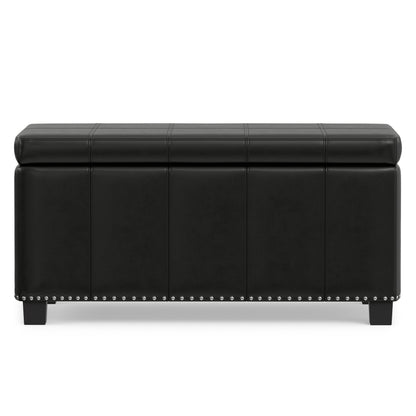 Midnight Black Vegan Leather | Amelia Storage Ottoman Bench
