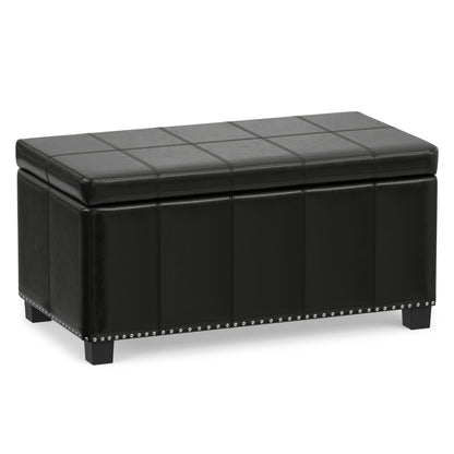 Midnight Black Vegan Leather | Amelia Storage Ottoman Bench