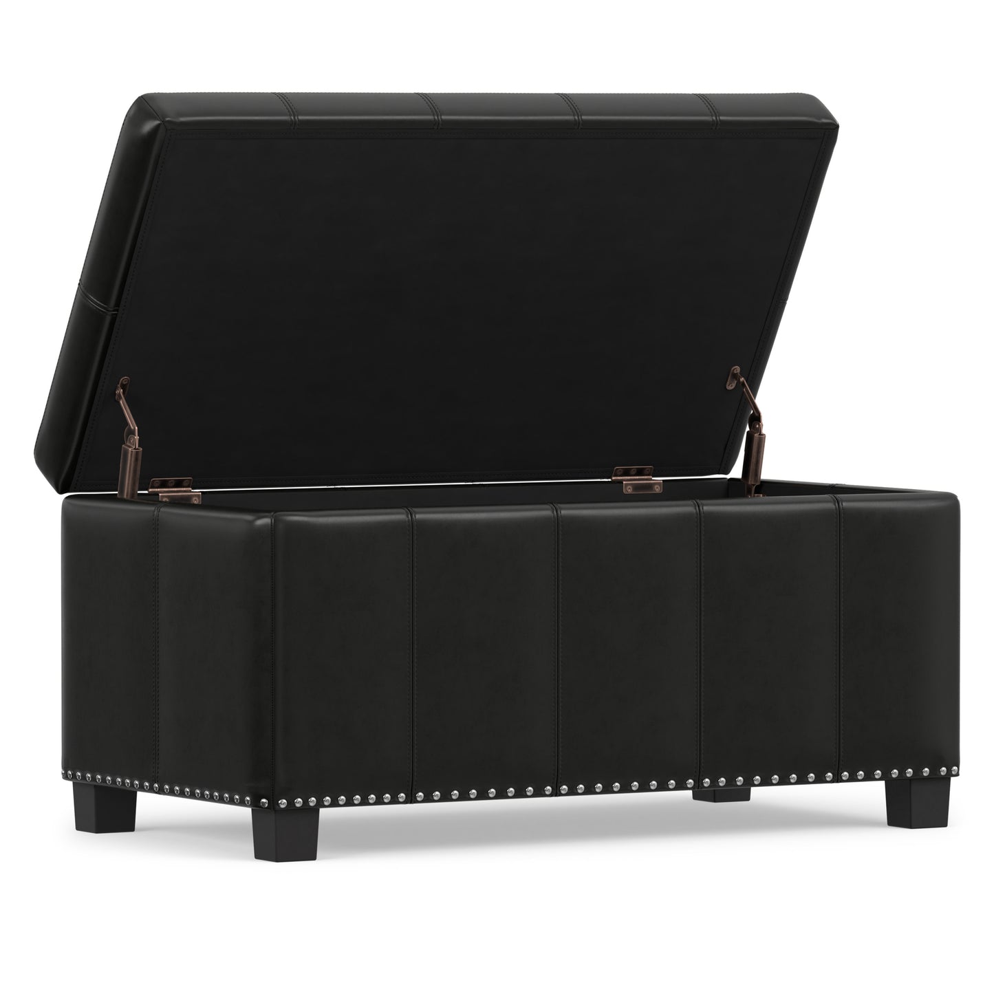 Midnight Black Vegan Leather | Amelia Storage Ottoman Bench