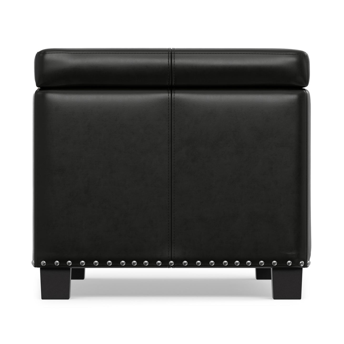 Midnight Black Vegan Leather | Amelia Storage Ottoman Bench