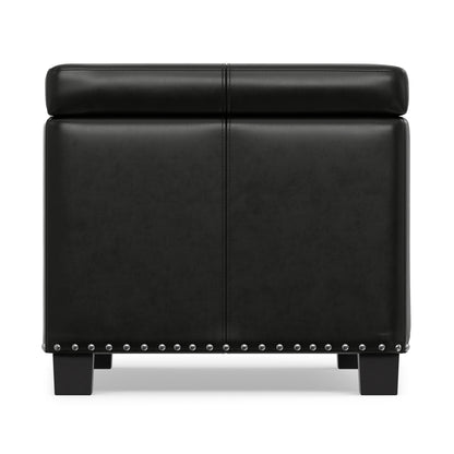 Midnight Black Vegan Leather | Amelia Storage Ottoman Bench