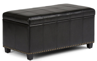 Midnight Black Vegan Leather | Amelia Storage Ottoman Bench