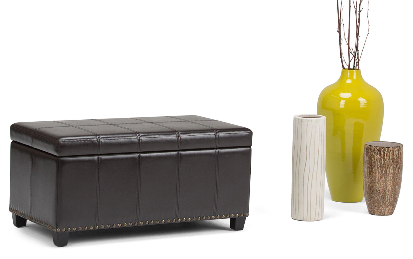 Tanners Brown Vegan Leather | Amelia Storage Ottoman Bench