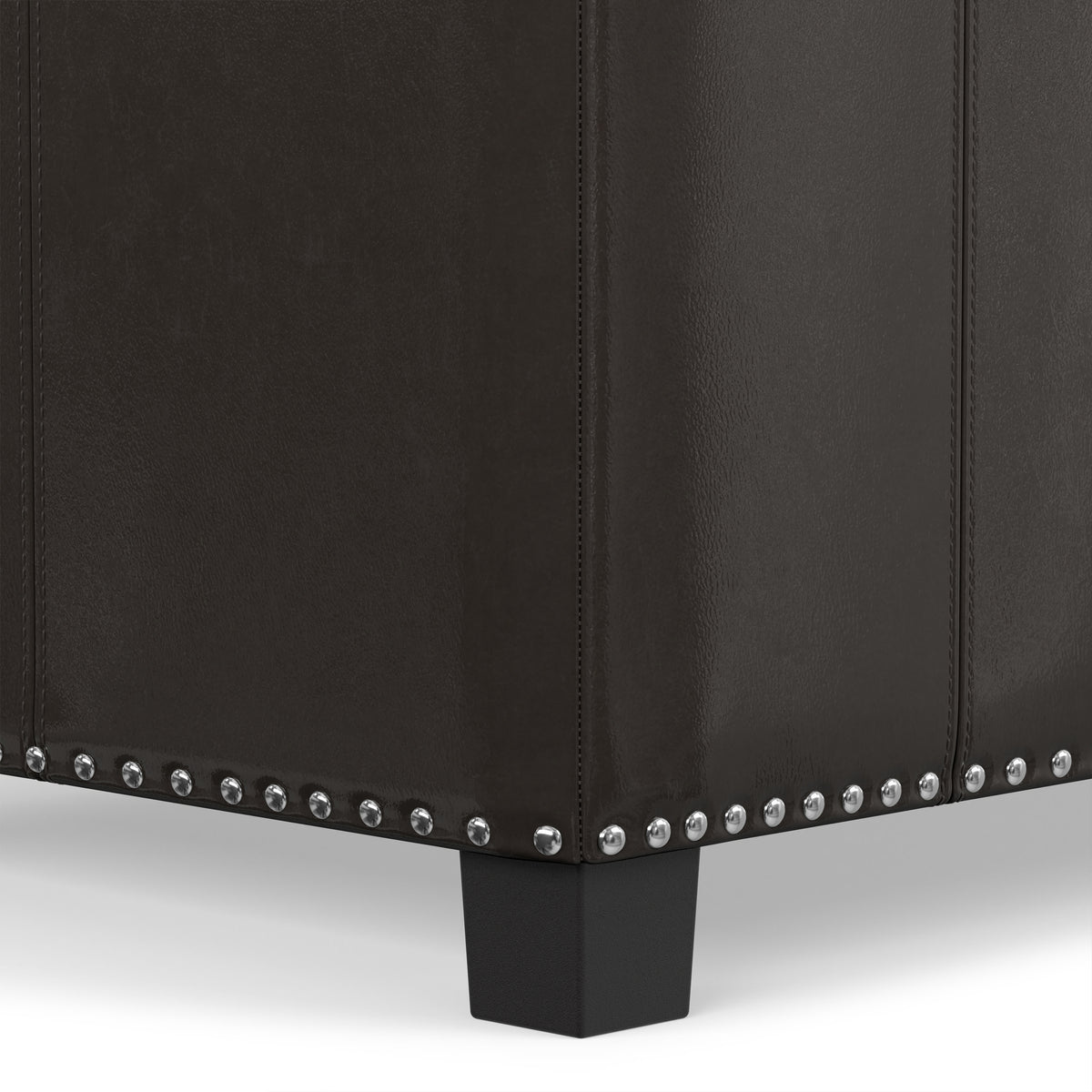 Tanners Brown Vegan Leather | Amelia Storage Ottoman Bench