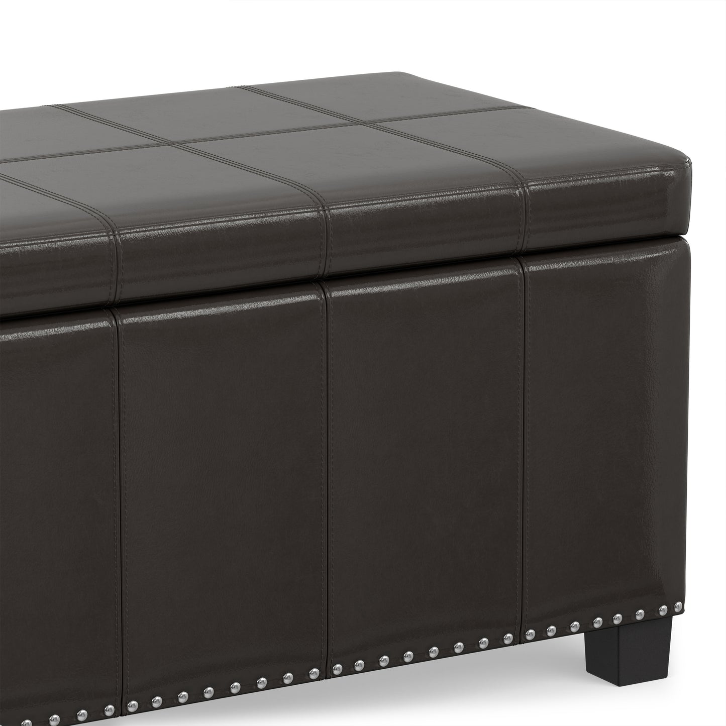 Tanners Brown Vegan Leather | Amelia Storage Ottoman Bench