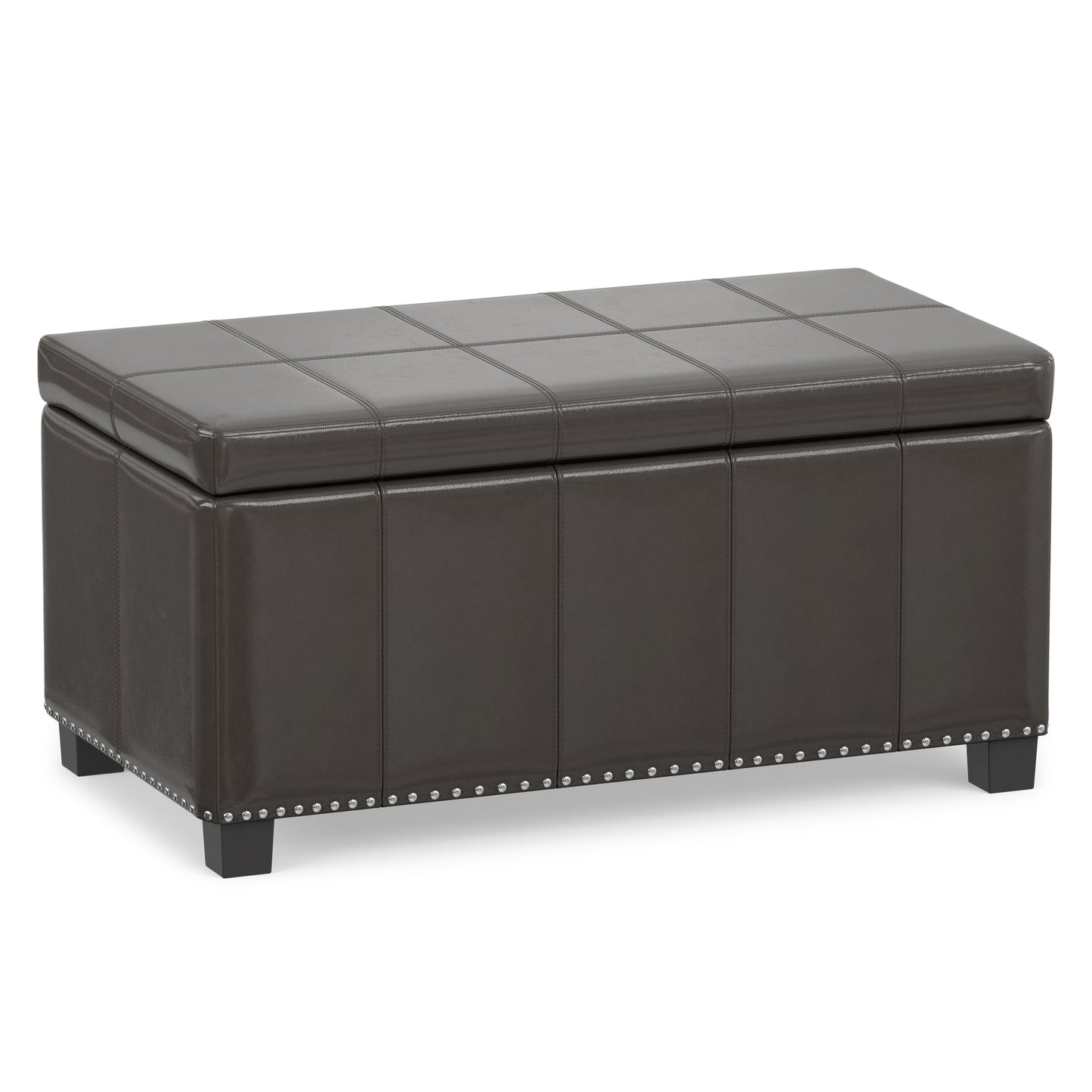 Tanners Brown Vegan Leather | Amelia Storage Ottoman Bench