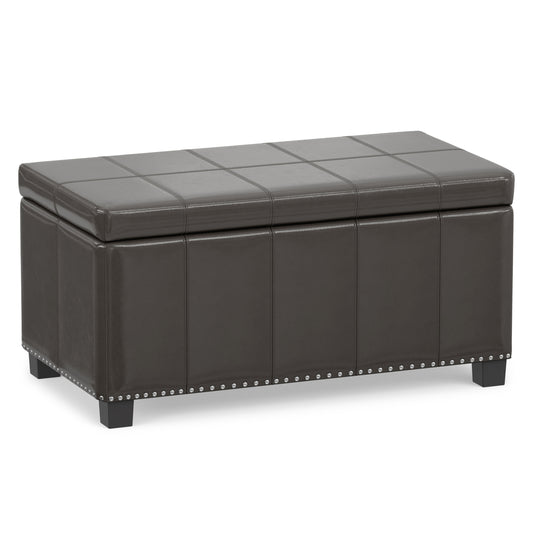 Tanners Brown Vegan Leather | Amelia Storage Ottoman Bench