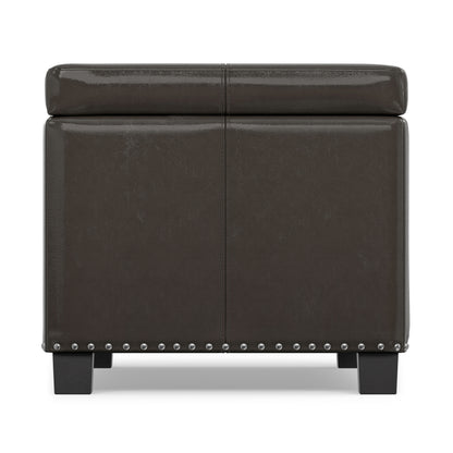 Tanners Brown Vegan Leather | Amelia Storage Ottoman Bench