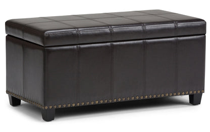 Tanners Brown Vegan Leather | Amelia Storage Ottoman Bench