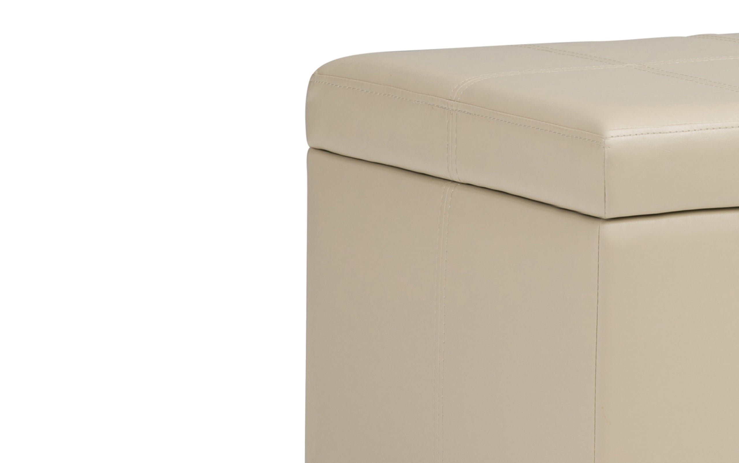 Satin Cream Vegan Leather | Amelia Storage Ottoman Bench