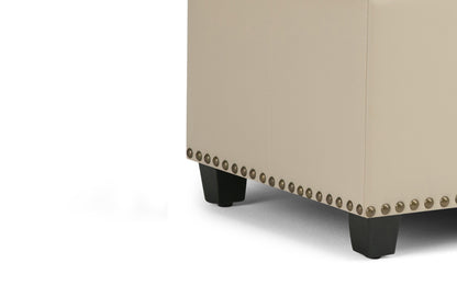 Satin Cream Vegan Leather | Amelia Storage Ottoman Bench