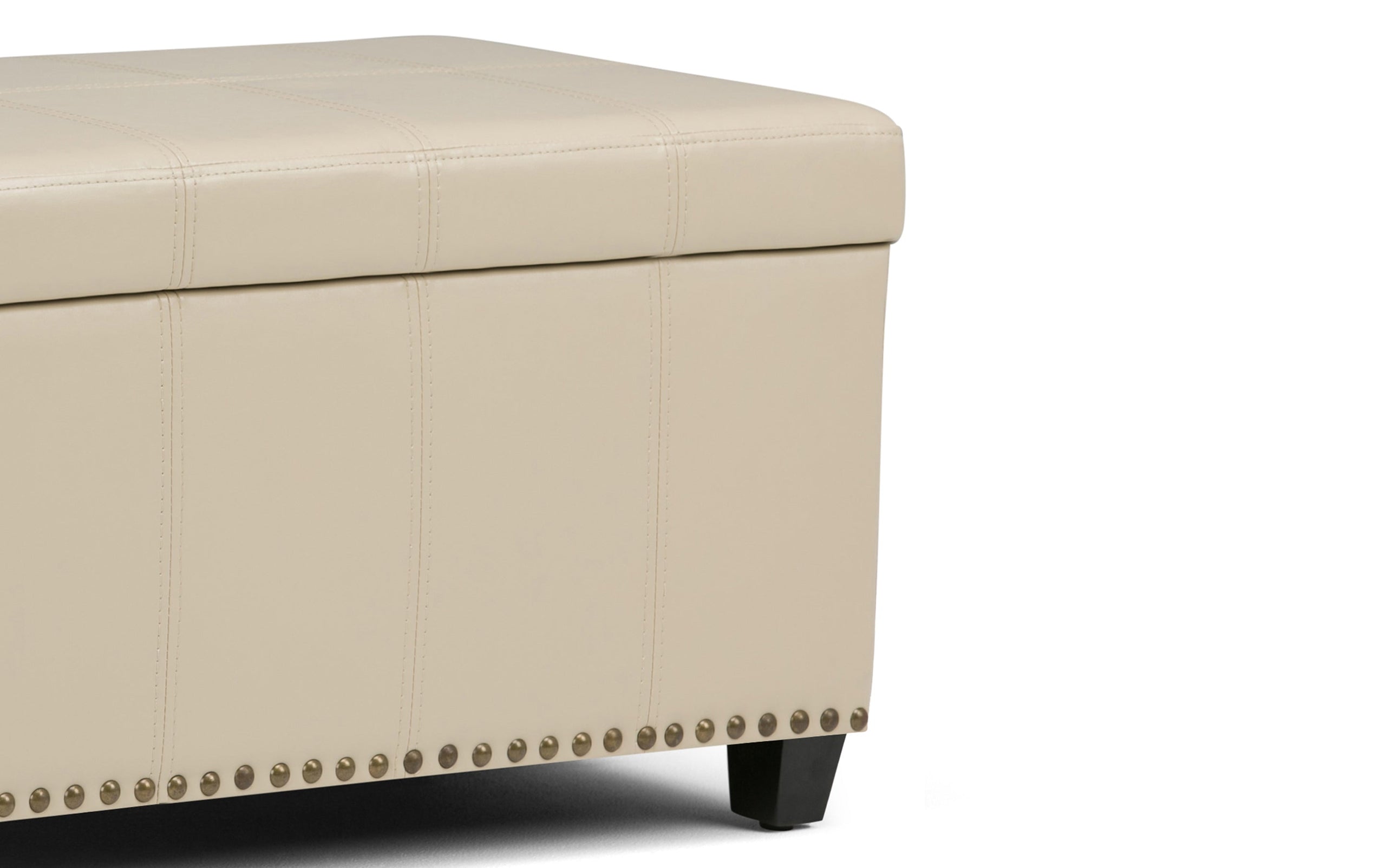 Satin Cream Vegan Leather | Amelia Storage Ottoman Bench