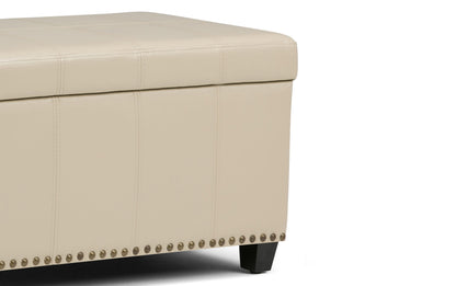 Satin Cream Vegan Leather | Amelia Storage Ottoman Bench