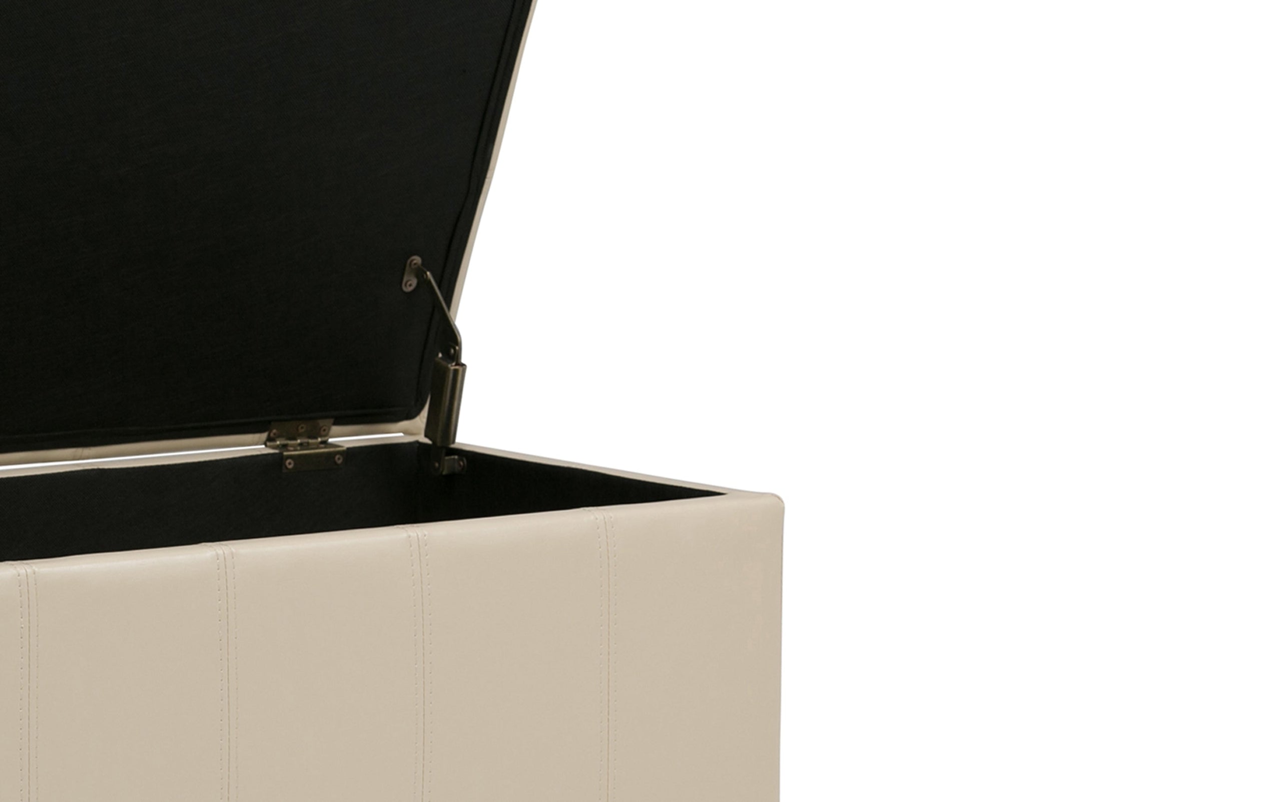 Satin Cream Vegan Leather | Amelia Storage Ottoman Bench