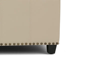 Satin Cream Vegan Leather | Amelia Storage Ottoman Bench