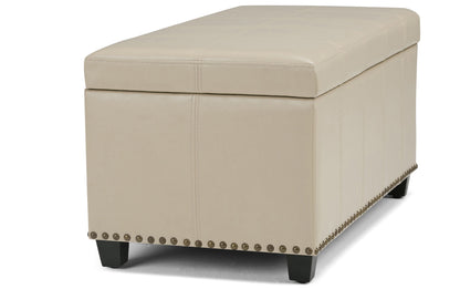 Satin Cream Vegan Leather | Amelia Storage Ottoman Bench