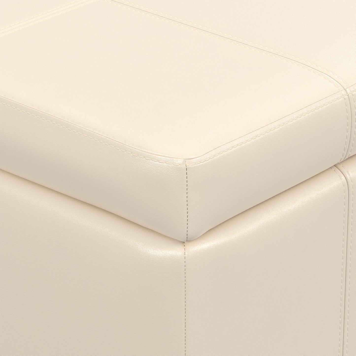 Satin Cream Vegan Leather | Amelia Storage Ottoman Bench