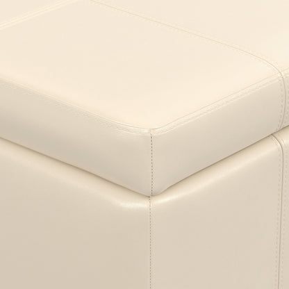 Satin Cream Vegan Leather | Amelia Storage Ottoman Bench