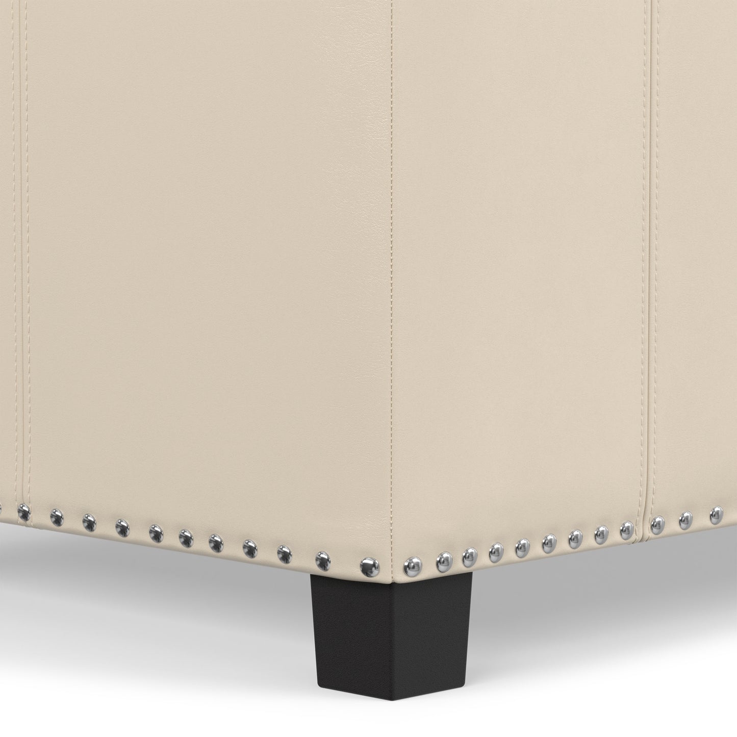Satin Cream Vegan Leather | Amelia Storage Ottoman Bench