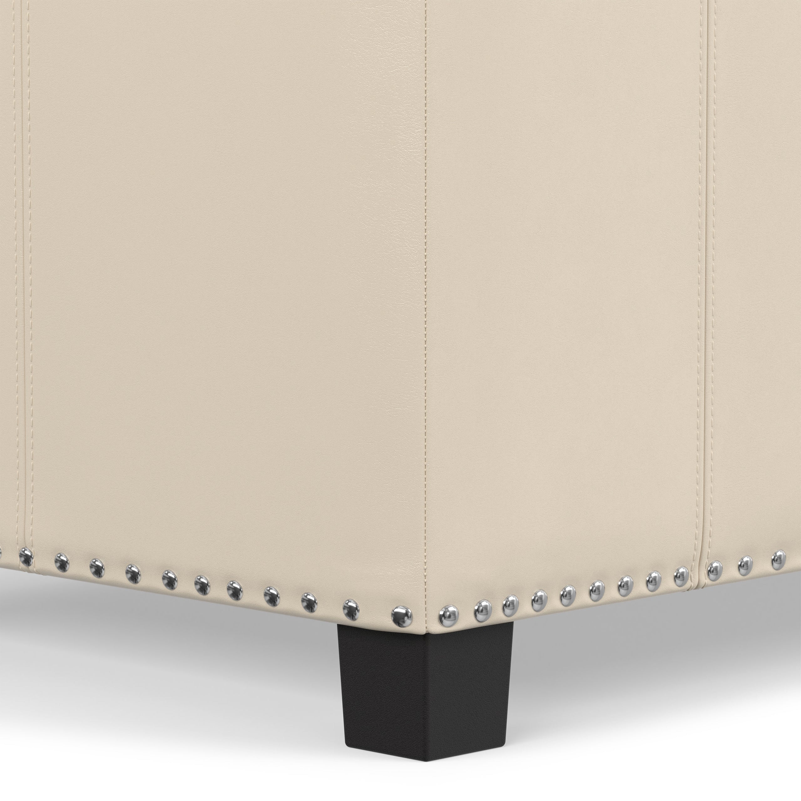 Satin Cream Vegan Leather | Amelia Storage Ottoman Bench