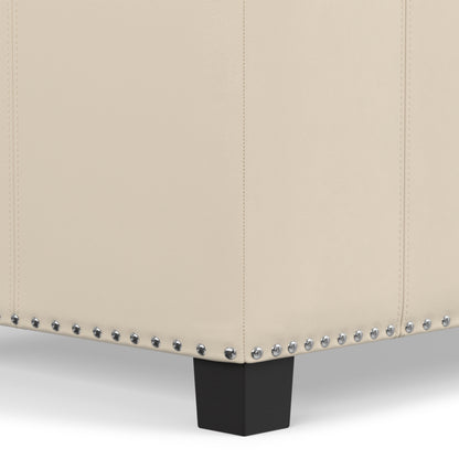 Satin Cream Vegan Leather | Amelia Storage Ottoman Bench