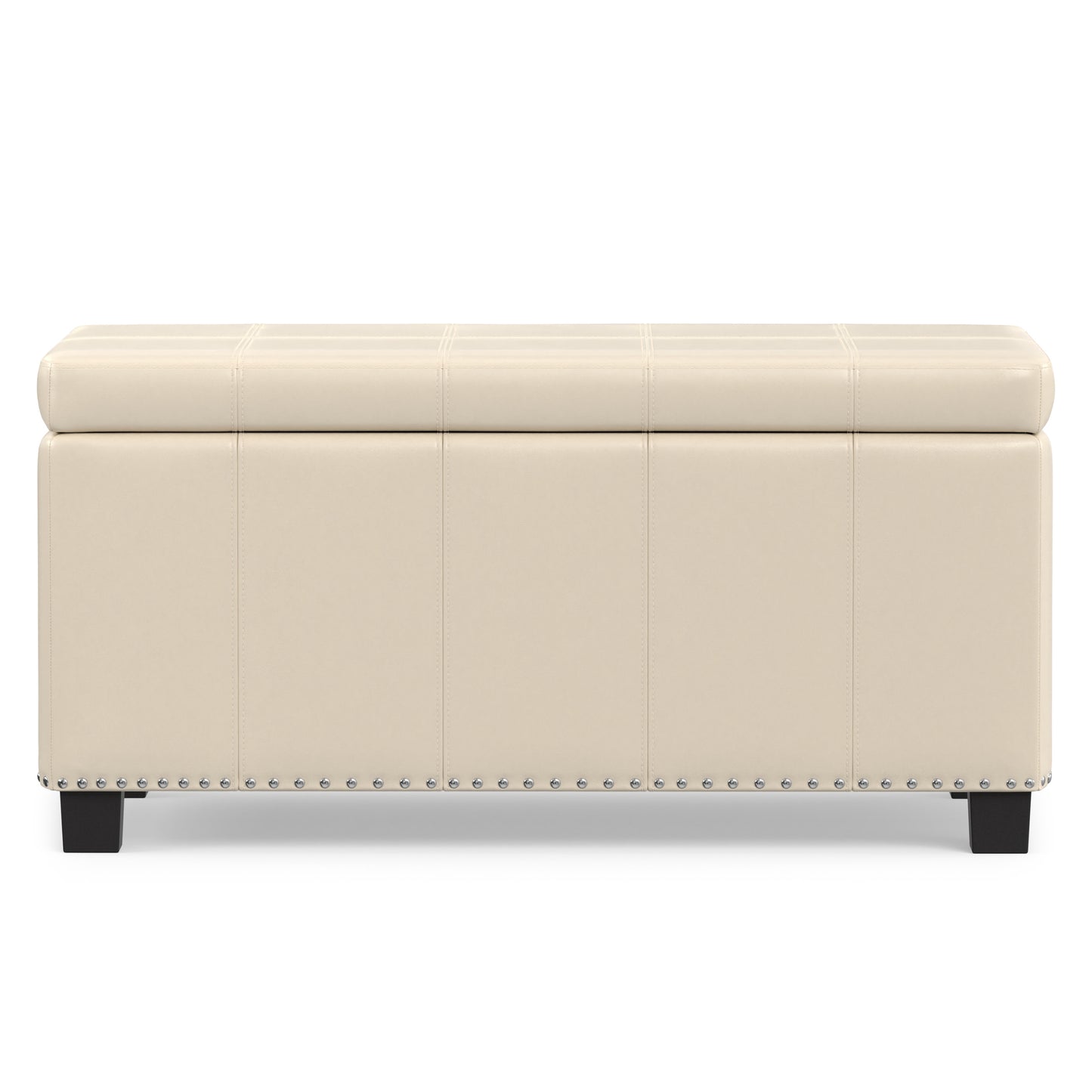 Satin Cream Vegan Leather | Amelia Storage Ottoman Bench