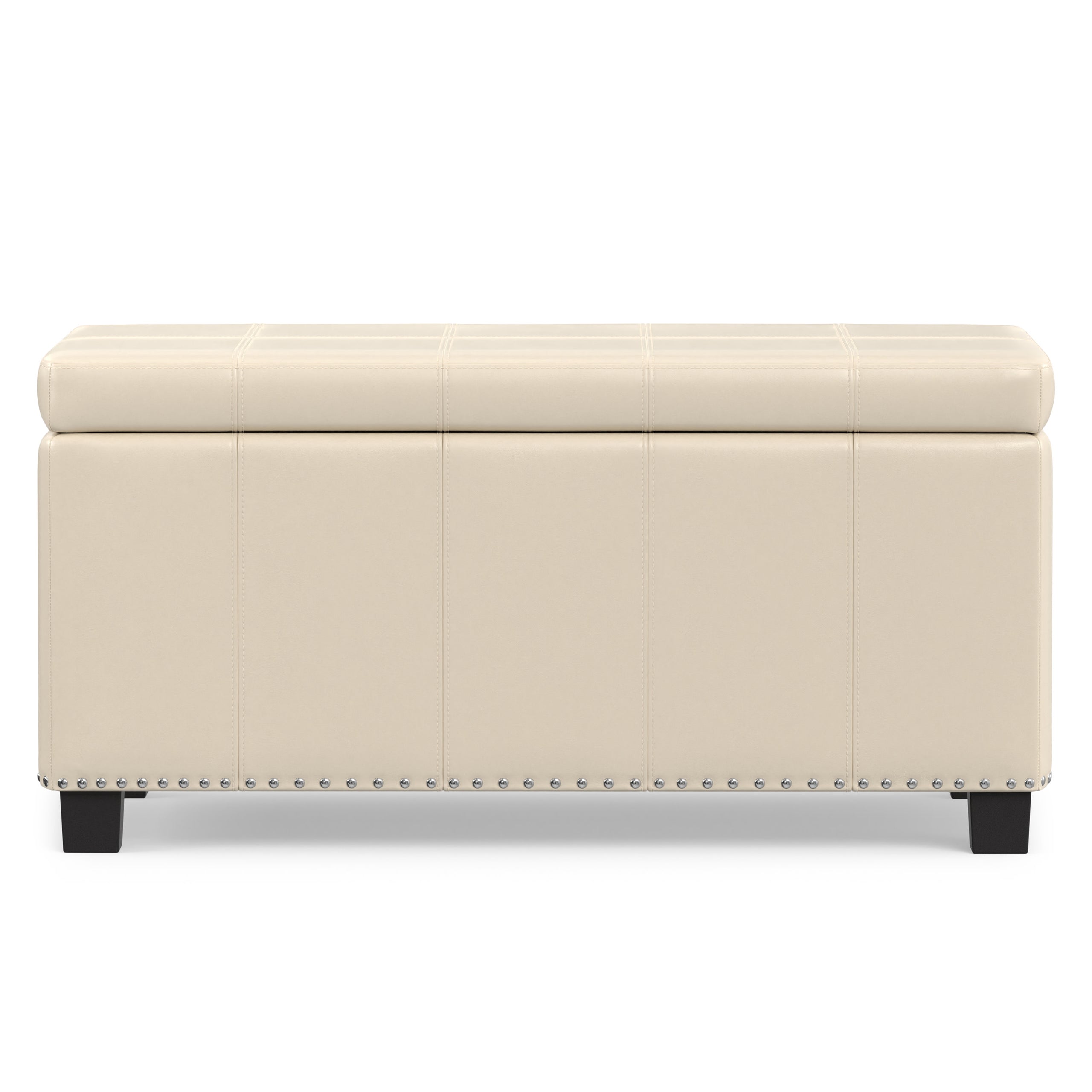 Satin Cream Vegan Leather | Amelia Storage Ottoman Bench