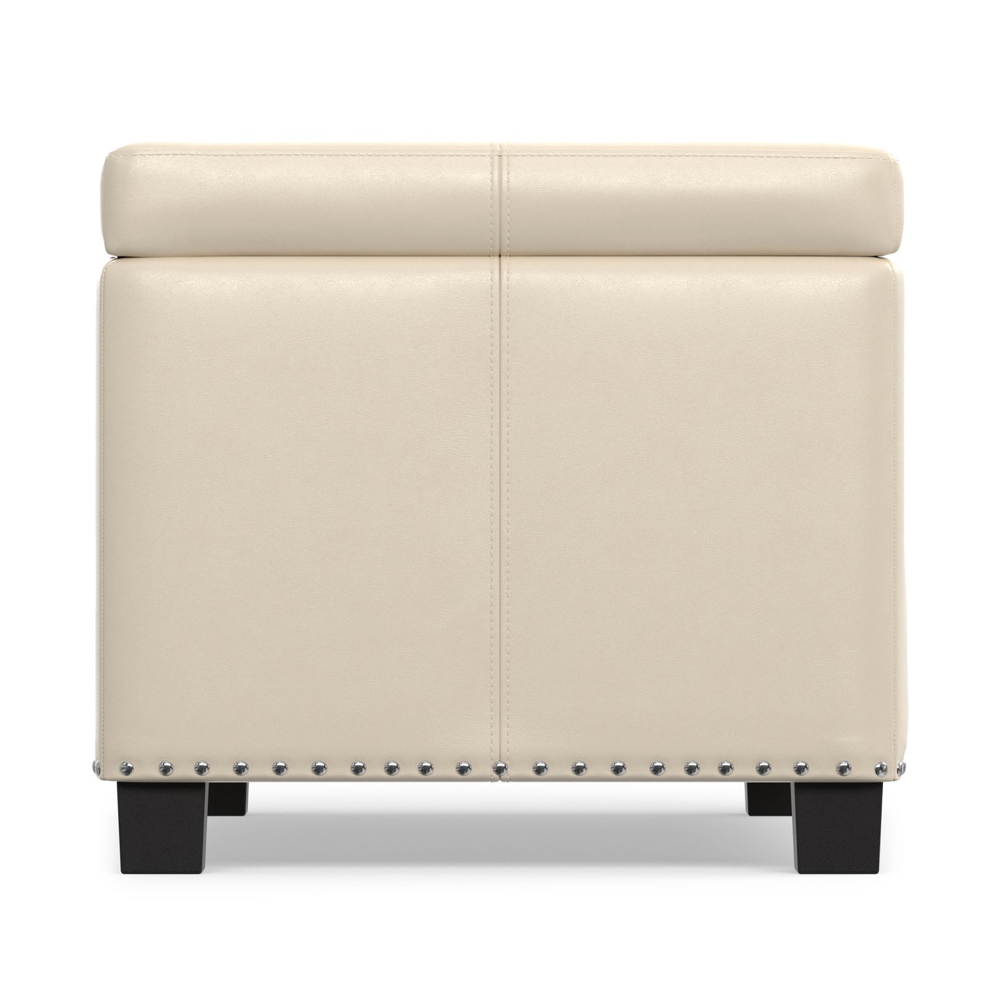 Satin Cream Vegan Leather | Amelia Storage Ottoman Bench