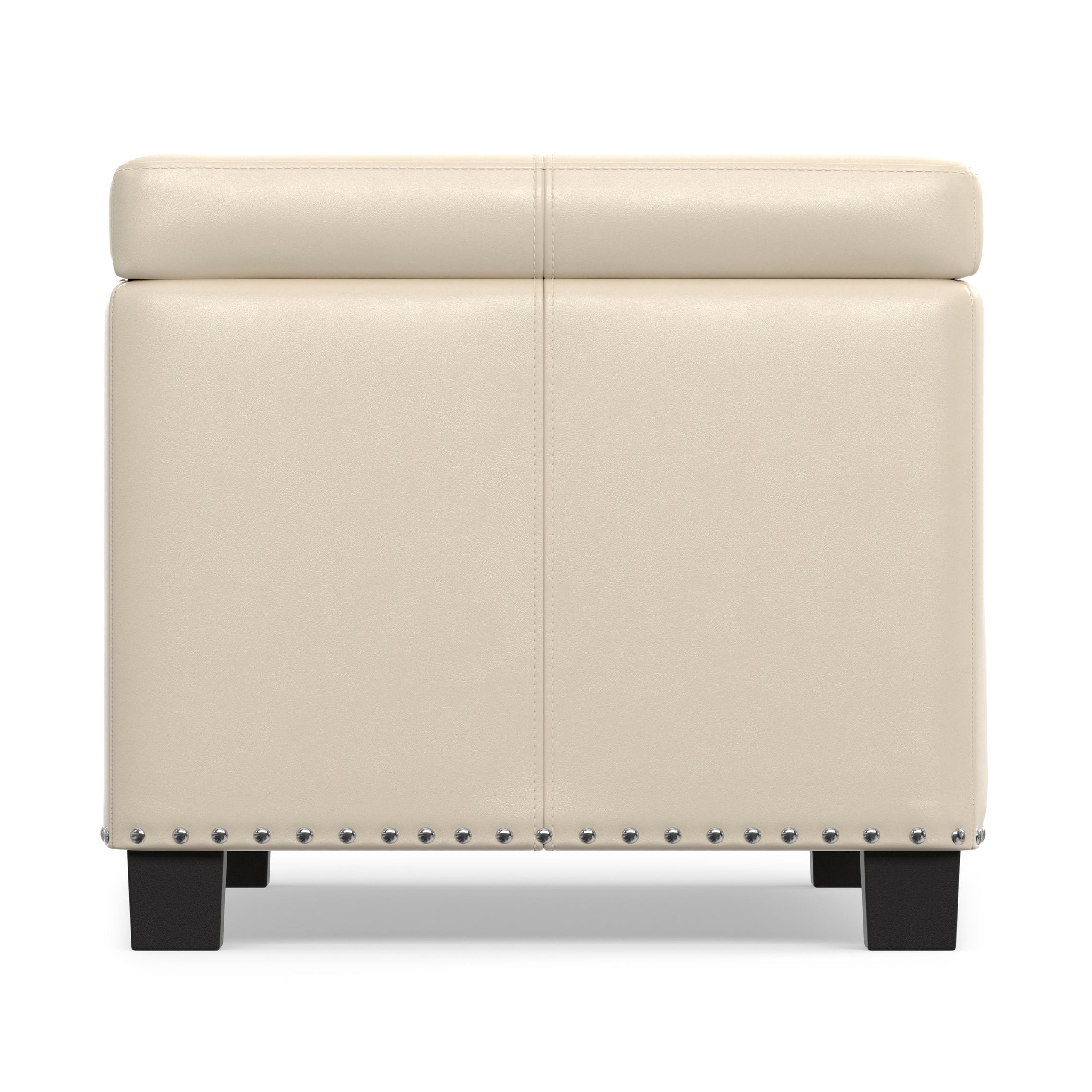 Satin Cream Vegan Leather | Amelia Storage Ottoman Bench