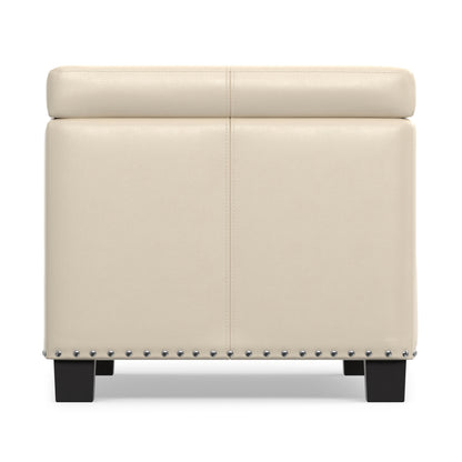 Satin Cream Vegan Leather | Amelia Storage Ottoman Bench