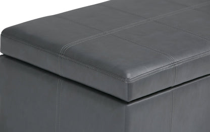 Stone Grey Vegan Leather | Amelia Storage Ottoman Bench