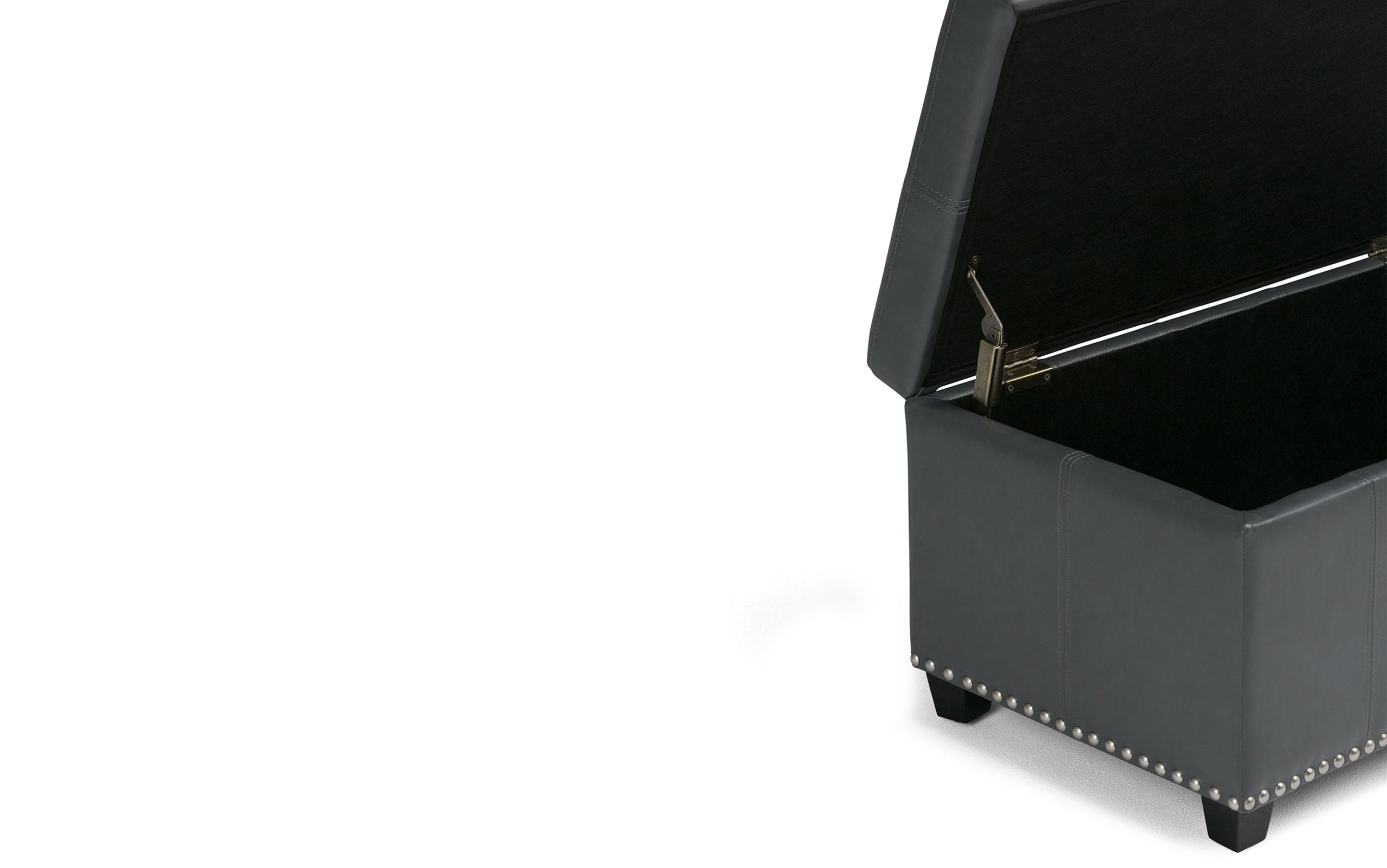 Stone Grey Vegan Leather | Amelia Storage Ottoman Bench