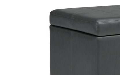 Stone Grey Vegan Leather | Amelia Storage Ottoman Bench